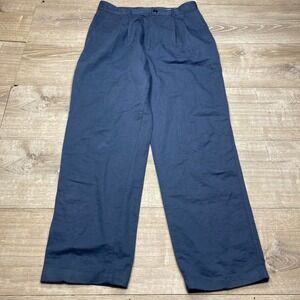 Banana Republic Trousers Mens 31x32 Blue Pleated Linen Blend Safari Travel Pant
